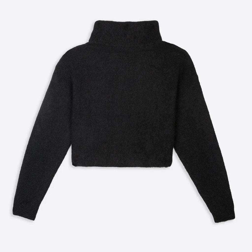 Lowie Alpaca Cropped Roll Neck Knit - Black