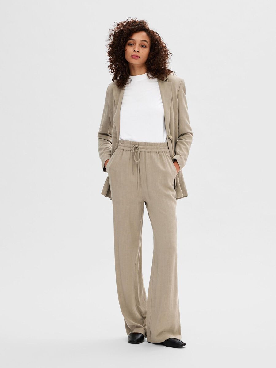 Selected Femme Viva-Gulia Linen Trousers - Greige