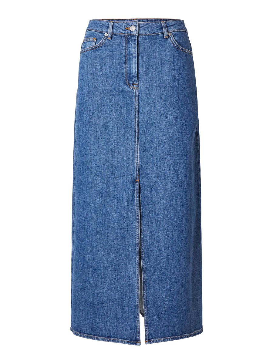 Selected Femme Bella High Waist Maxi Denim Skirt - Marine Blue