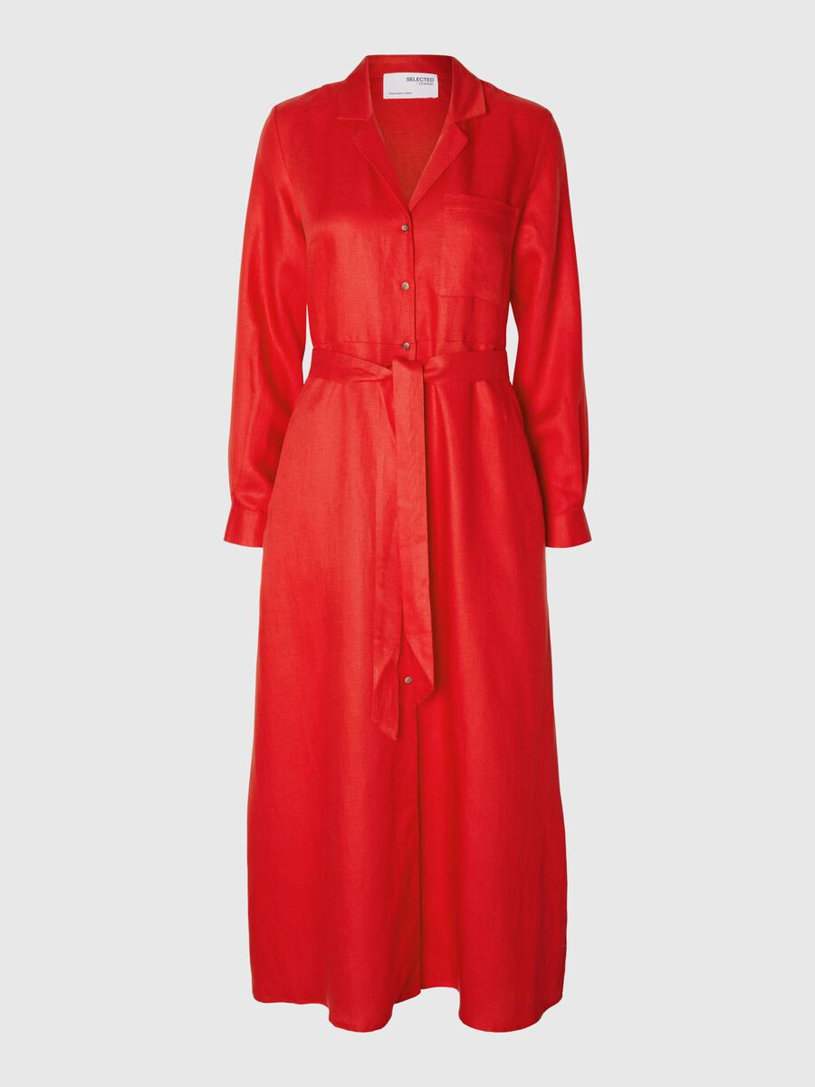 Selected Femme Lyra Maxi Shirt Dress - Flame Scarlet