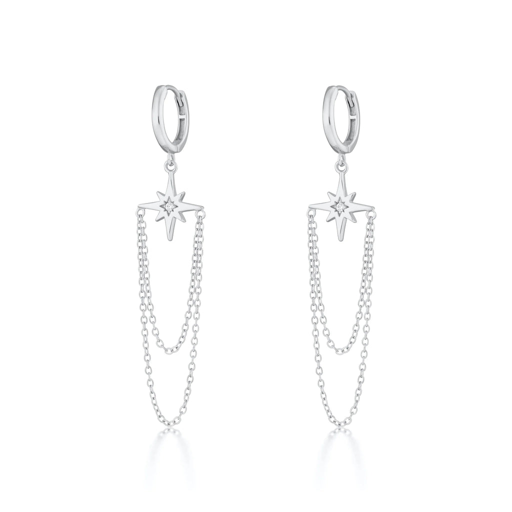 Scream Pretty Chain Drop Hoop Earrings - Sterling Silver