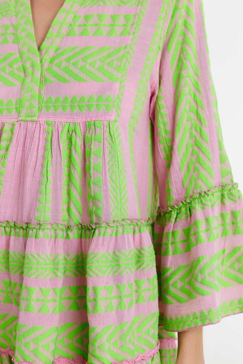 Devotion Twins Ella Dress - Green/Pink Lulu&M Devotion Twins Ella Dress - Green/Pink Lulu&M