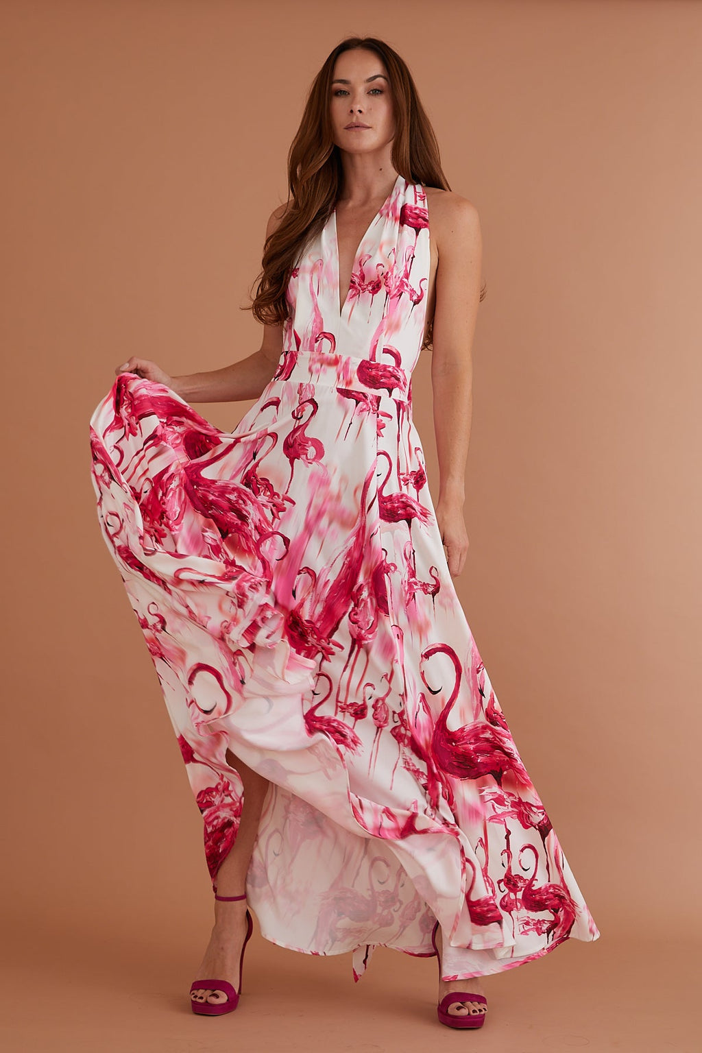 Rebecca Rhoades Nelly Multiway Maxi Dress  - Raspberry Flamingo
