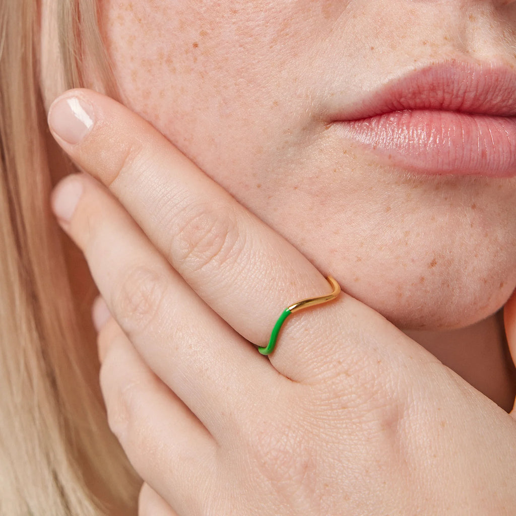 Enamel Copenhagen Sway Ring - Grass Green