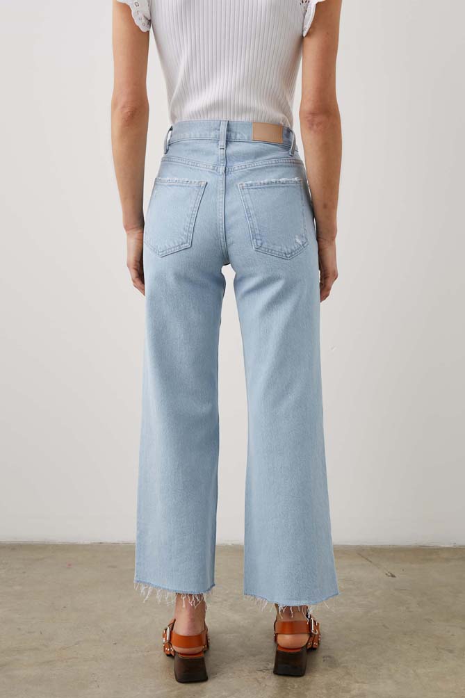 Rails Getty Cropped Wide Leg Jeans - Oceanview Distress