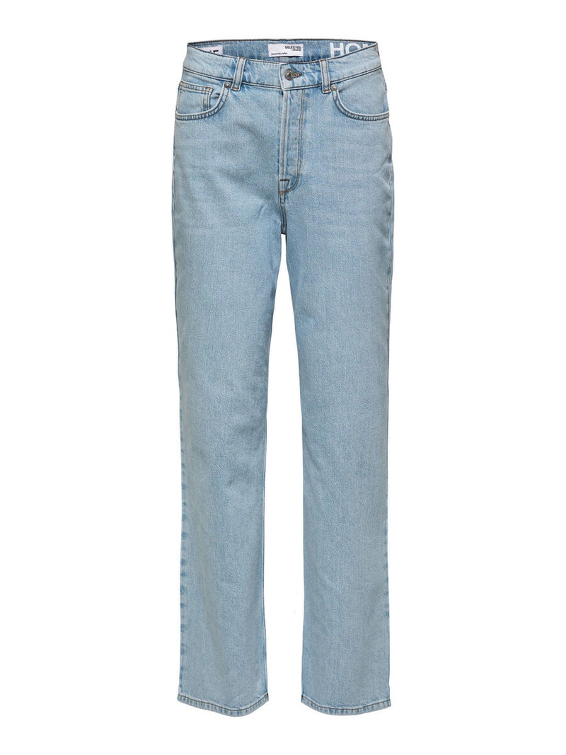 Selected Femme Alice High Waisted Wide Fit Jeans - Light Blue