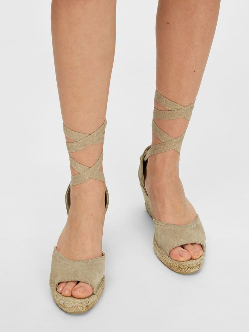 Selected Femme Eva Suede Wedge Espadrille Chinchilla Lulu M