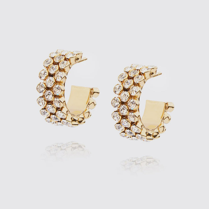 Caroline Svedbom Siri Grande Loop Earrings Gold Crystal Lulu M