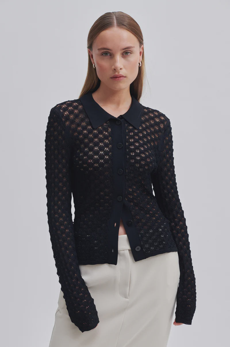 Second Female Wilda Knit  Cardigan - Black