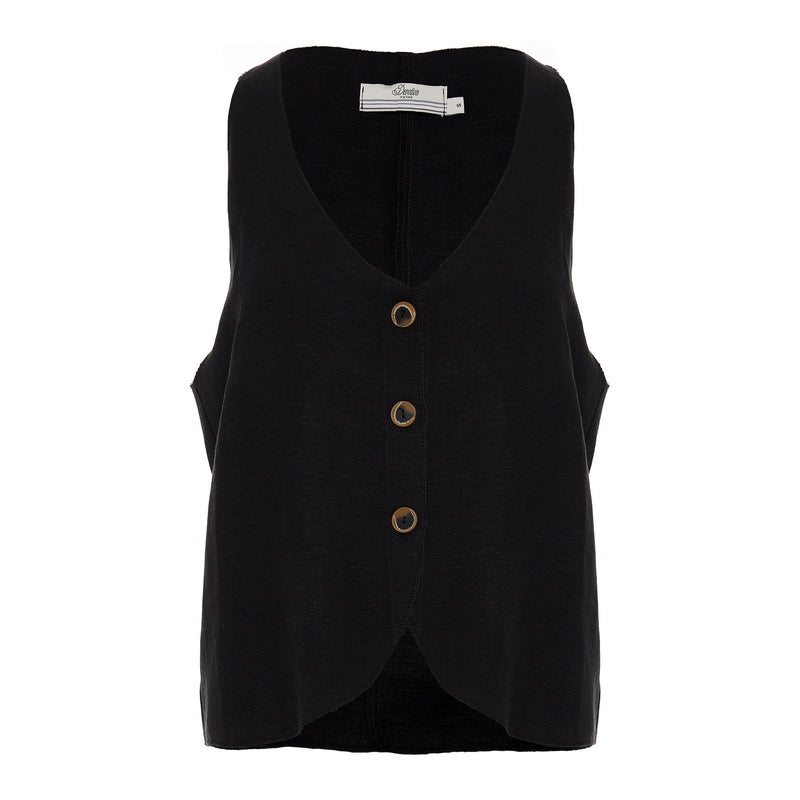 Devotion Twins Nama Linen Vest Top - Black