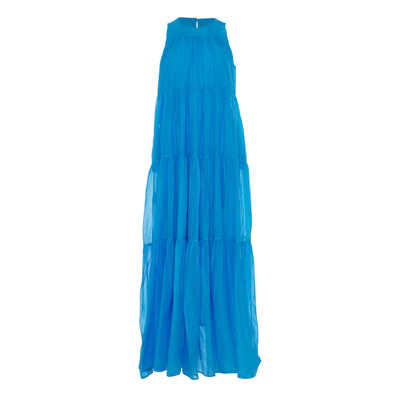 Devotion Twins Lack Long Voile Dress - Cyan