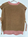 Malej Knitted Ties Vest - Camel / Pink