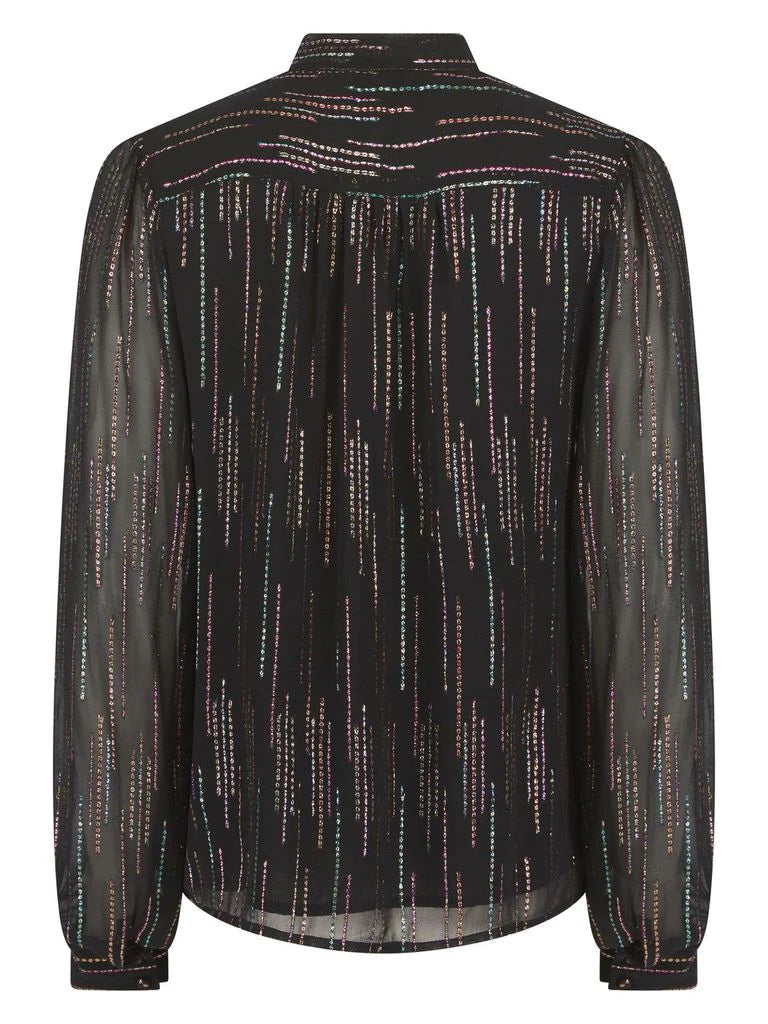 Nooki Sheerin Metallic Jacquard Blouse - Black