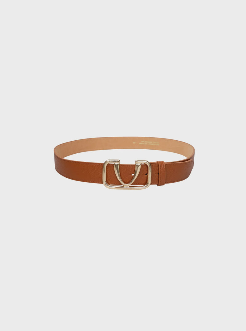 Black Colour Uma Leather Belt - Cognac