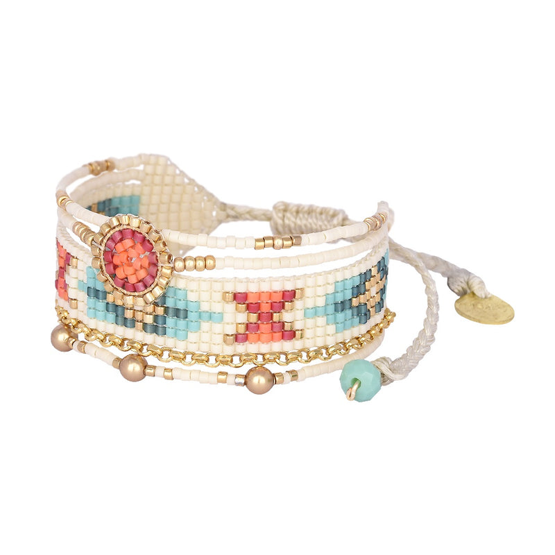 Mishky Medly Multi Strand Bracelet - Ivory/Aqua/Coral