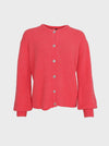 Black Colour Bella Knit Cardigan - Coral Red