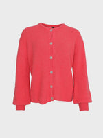 Black Colour Bella Knit Cardigan - Coral Red
