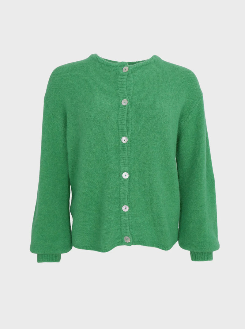 Black Colour Bella Knit Cardigan - Green