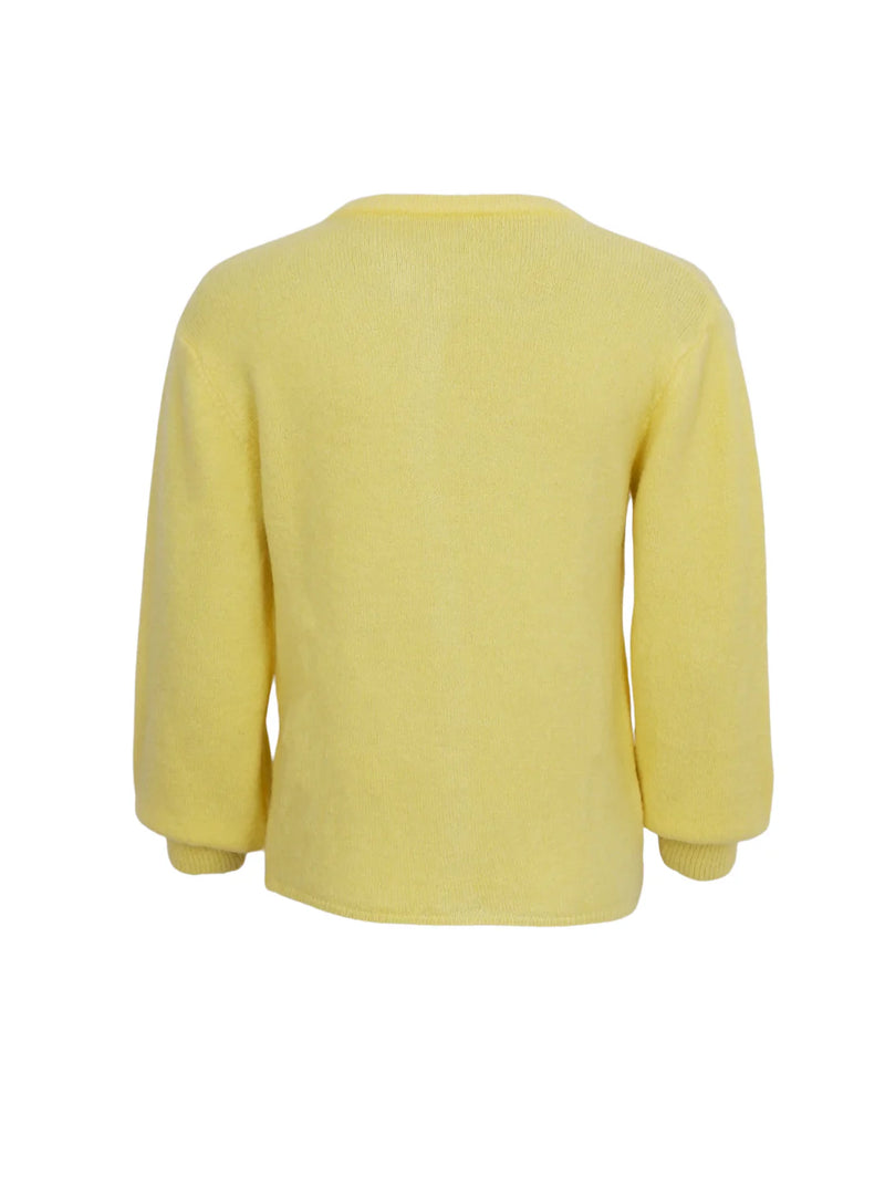 Black Colour Bella Knit Cardigan - Yellow