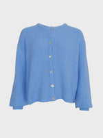 Black Colour Bella Knit Cardigan - Sky Blue