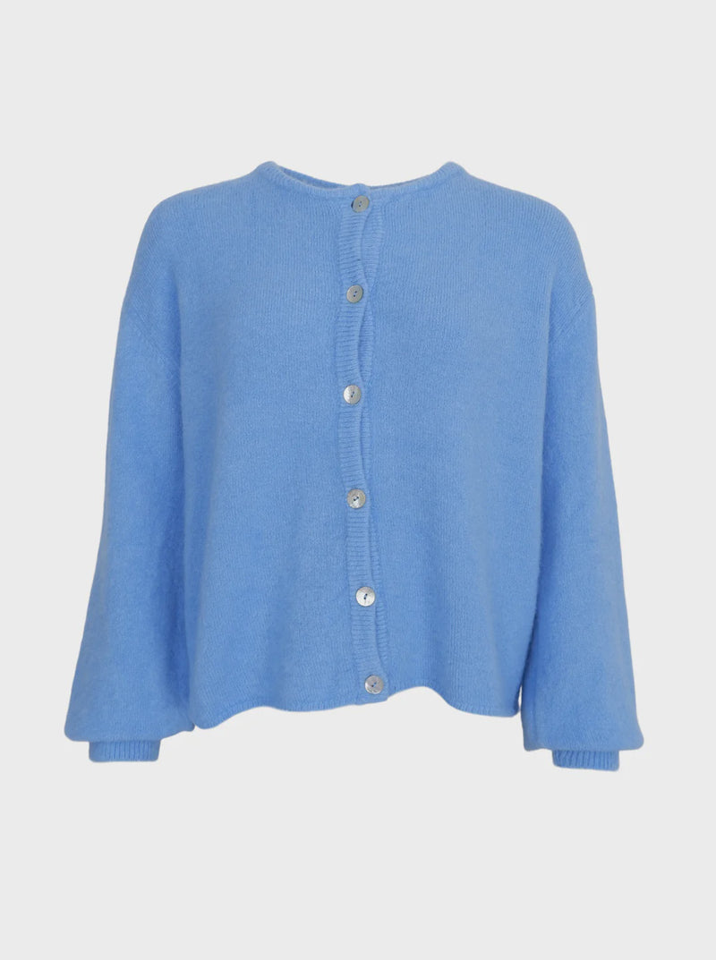 Black Colour Bella Knit Cardigan - Sky Blue
