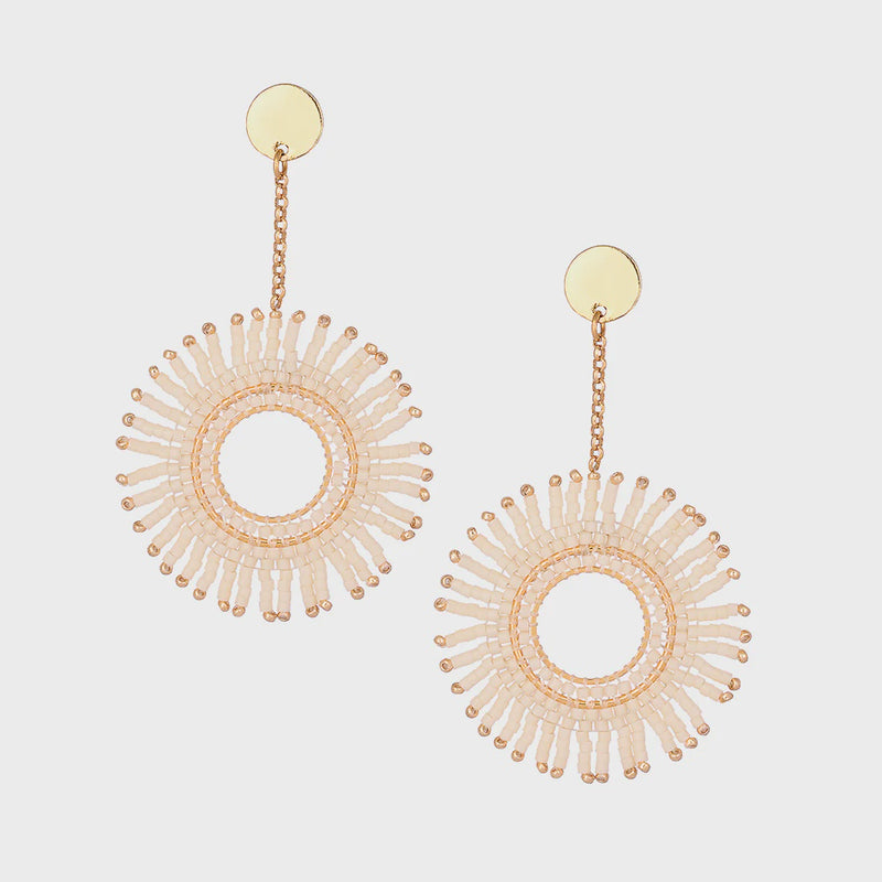 Mishky Fringe Sun Earrings - Ivory/Gold