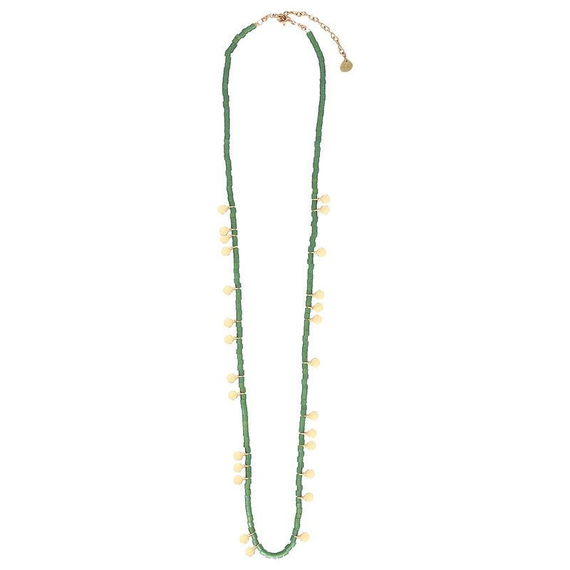Mishky Mini Coins Necklace - Green/Gold