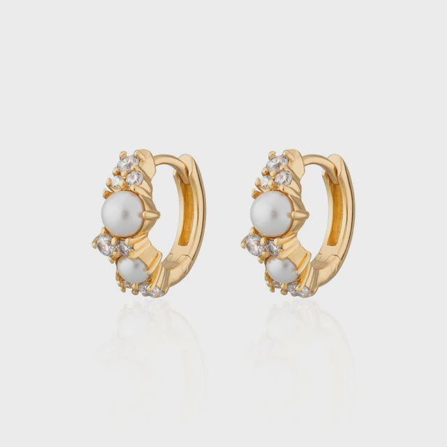 Scream Pretty Hannah Martin Pearl Huggie Earrings - Gold