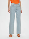 Selected Femme Alice High Waisted Wide Fit Jeans - Light Blue