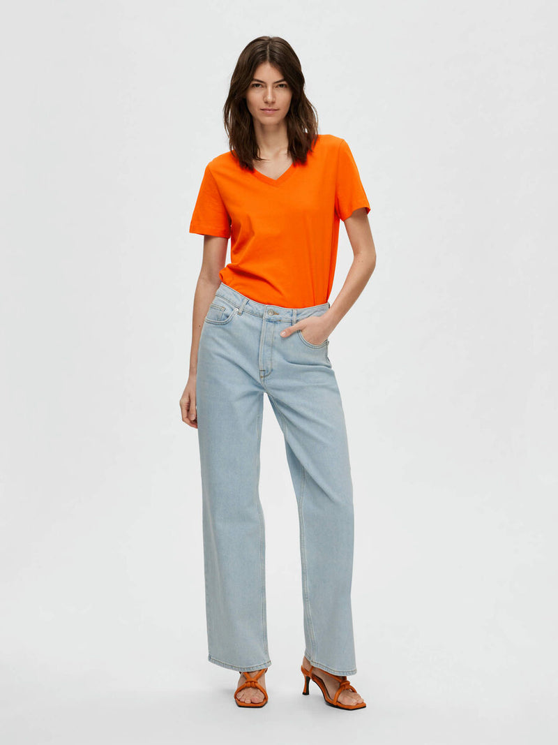 Selected Femme Alice High Waisted Wide Fit Jeans - Light Blue