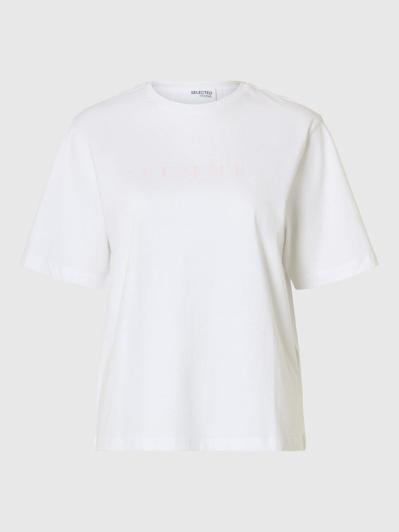 Selected Femme Vilja T-Shirt - White/Pink