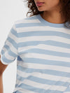 Selected Femme Short Sleeved Striped Boxy Tee - Cashmere Blue/White