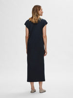 Selected Femme Essential V Neck Ankle Dress - Black