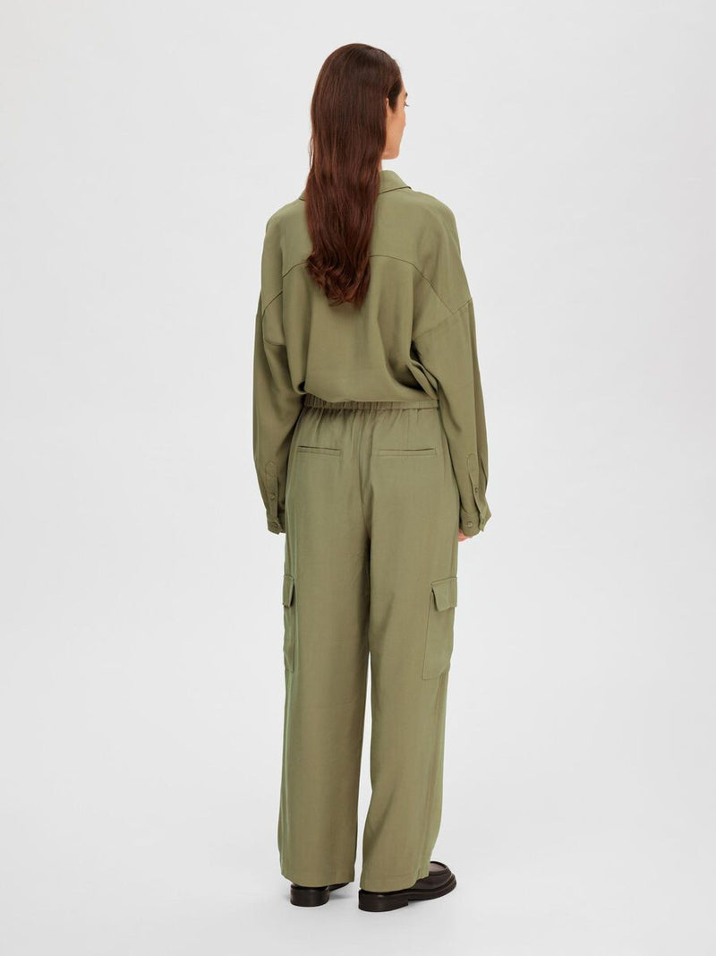 Selected Femme Emberly Tapered Cargo Trousers - Dusky Green