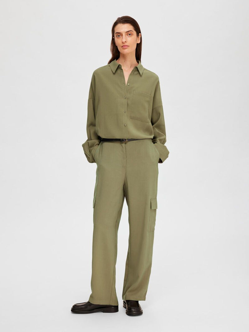 Selected Femme Emberly Tapered Cargo Trousers - Dusky Green