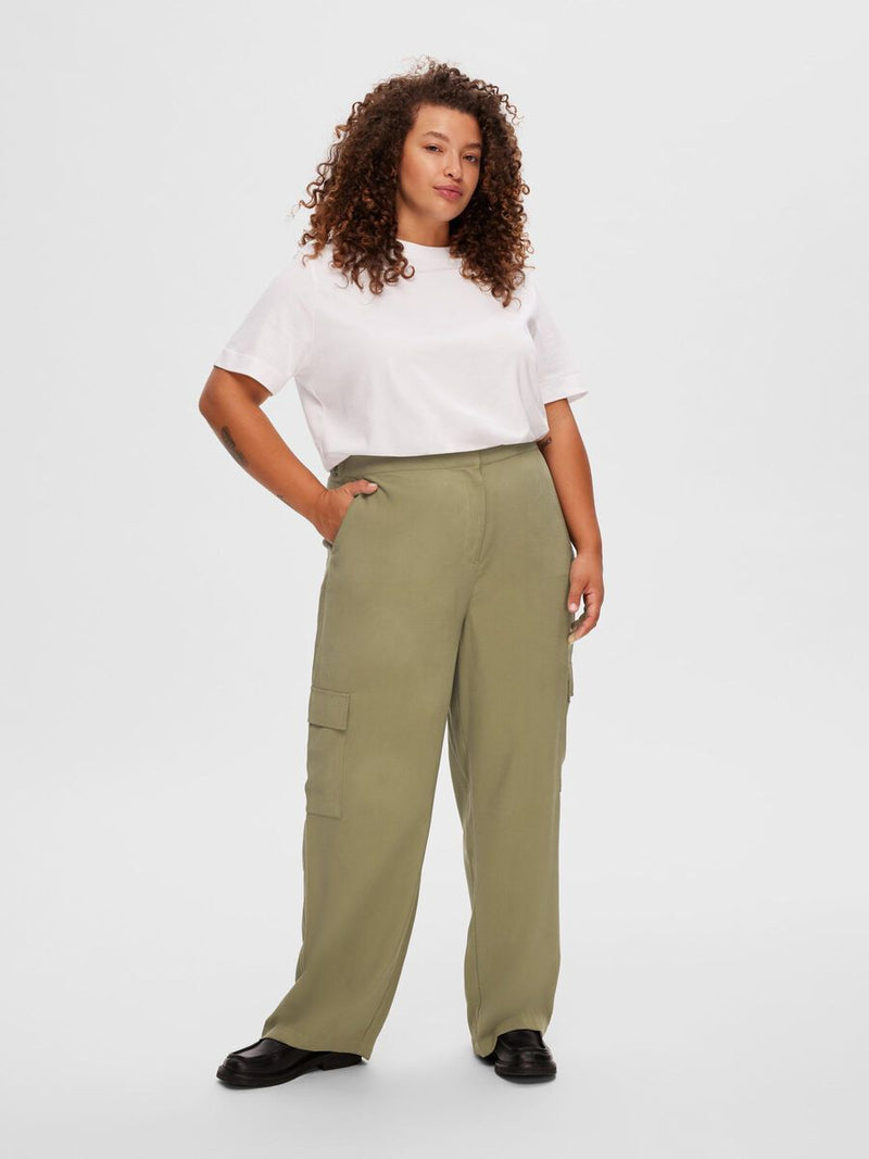 Selected Femme Emberly Tapered Cargo Trousers - Dusky Green