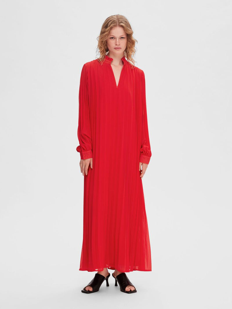 selected femme pleated maxi dress Silky Pleated Maxi Dress