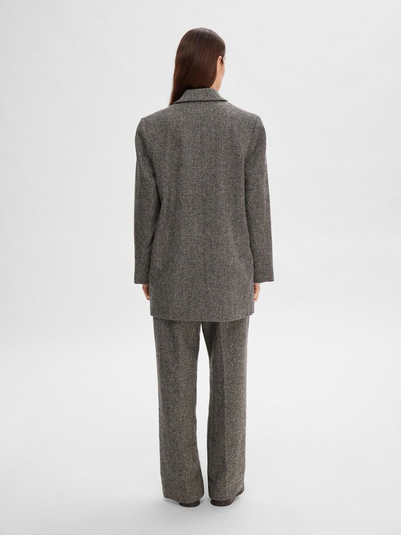 Selected Femme Hera Herringbone Jacket - Dark Grey