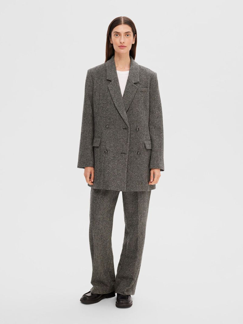 Selected Femme Hera Herringbone Jacket - Dark Grey