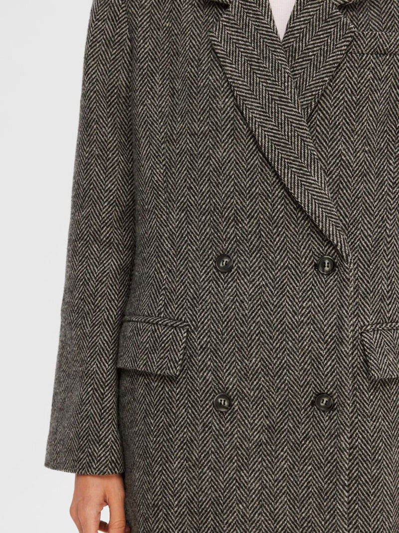 Selected Femme Hera Herringbone Jacket - Dark Grey