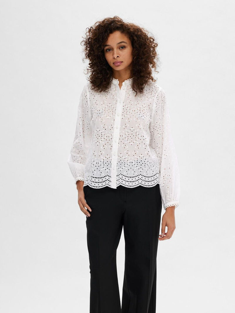 Selected Femme Atiana Broderie Anglaise Shirt - White