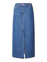 Selected Femme Bella High Waist Maxi Denim Skirt - Marine Blue