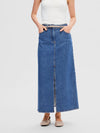 Selected Femme Bella High Waist Maxi Denim Skirt - Marine Blue