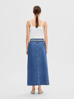 Selected Femme Bella High Waist Maxi Denim Skirt - Marine Blue