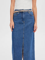 Selected Femme Bella High Waist Maxi Denim Skirt - Marine Blue