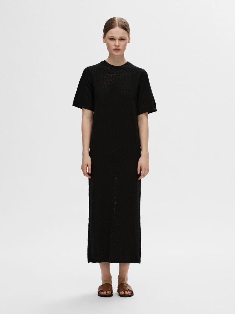 Selected Femme Helena Knitted Midi Dress - Black