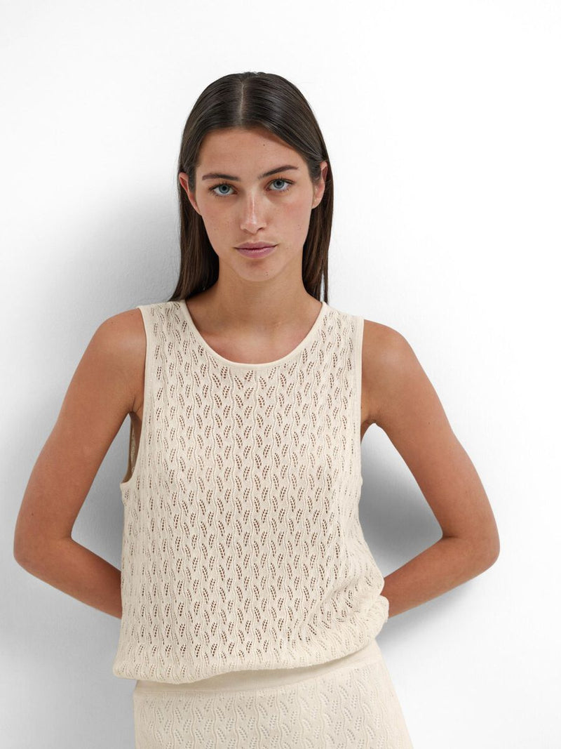 Selected Femme Agny Sleeveless Knitted Top - Birch