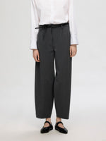 Selected Femme Piya High Waisted Barrel Pant - Dark Grey