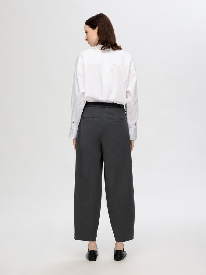 Selected Femme Piya High Waisted Barrel Pant - Dark Grey