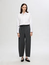 Selected Femme Piya High Waisted Barrel Pant - Dark Grey